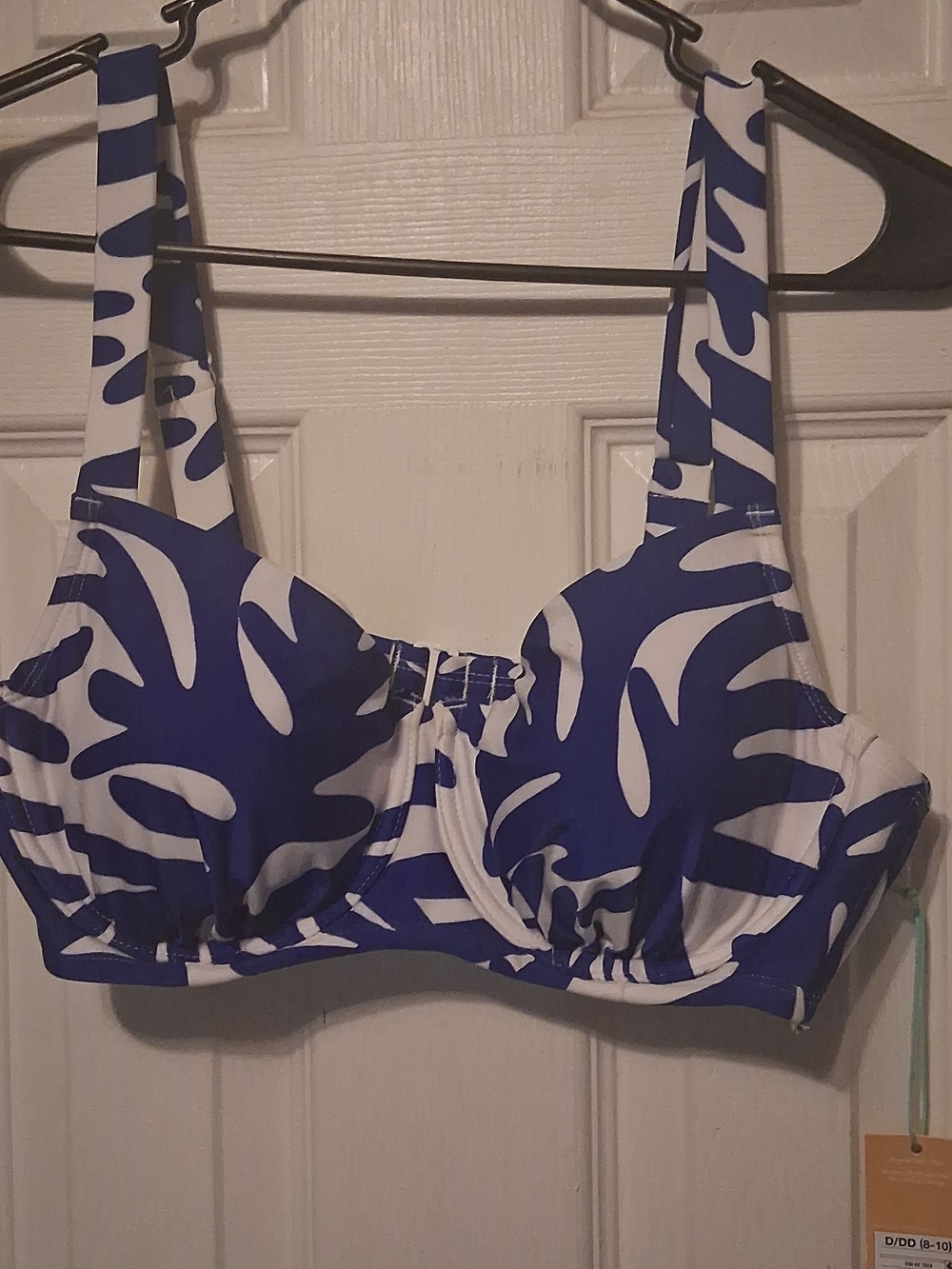 Kona Sol Blue and White Patterned Women's Swim Top